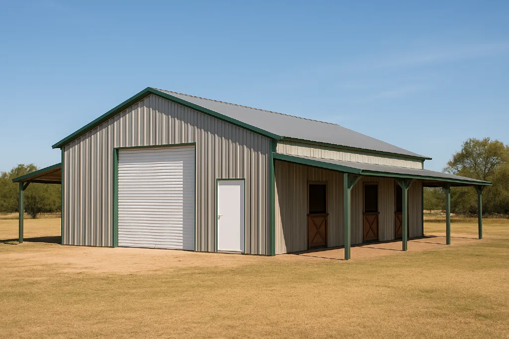 Texas Barn with Horse Stalls 42x25x12 exterior view