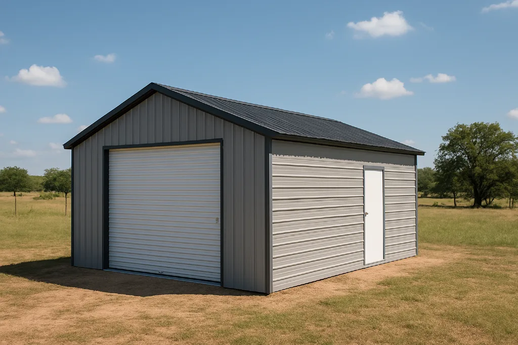 Vertical Roof 2 Car Garage Front Entry 18x20x9 exterior view