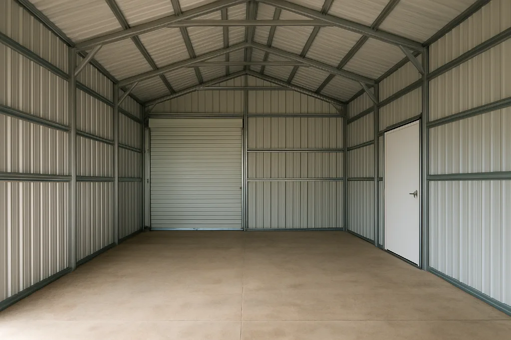 Vertical Roof 2 Car Garage Front Entry 18x20x9 unfinished interior as delivered