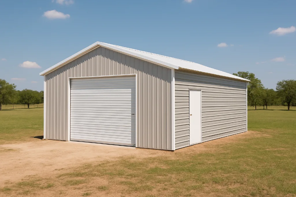 Vertical Roof End Entry Garage 24x25x9 exterior view