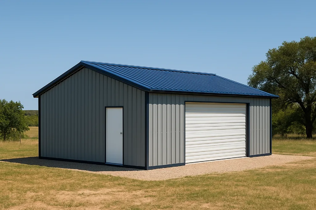 Vertical Roof End Entry Garage 24x30x9 exterior view