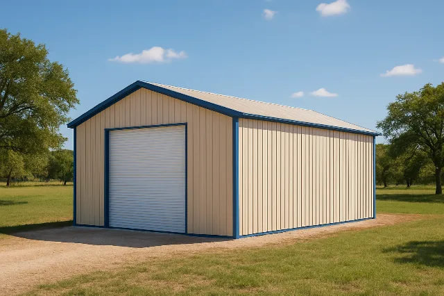 Vertical Roof End Entry Garage 24x40x10 for sale, outside view