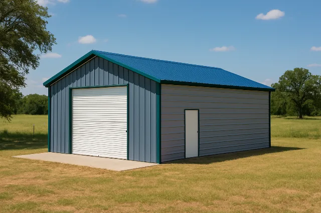 Vertical Roof End Entry Garage 24x40x8 for sale, outside view