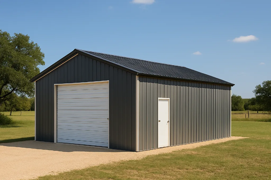 Vertical Roof Garage 24x30x14 exterior view