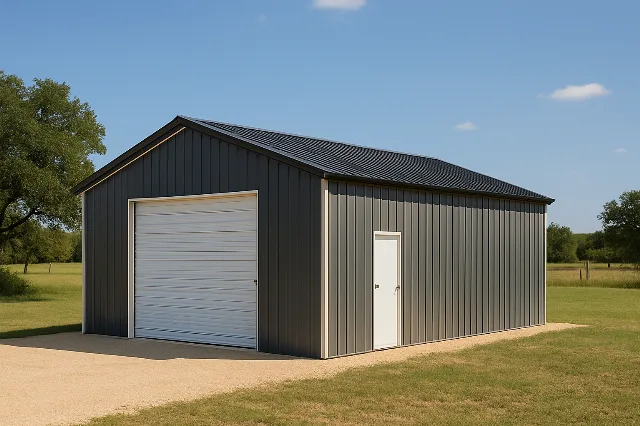 Vertical Roof Garage 24x30x14 for sale, outside view