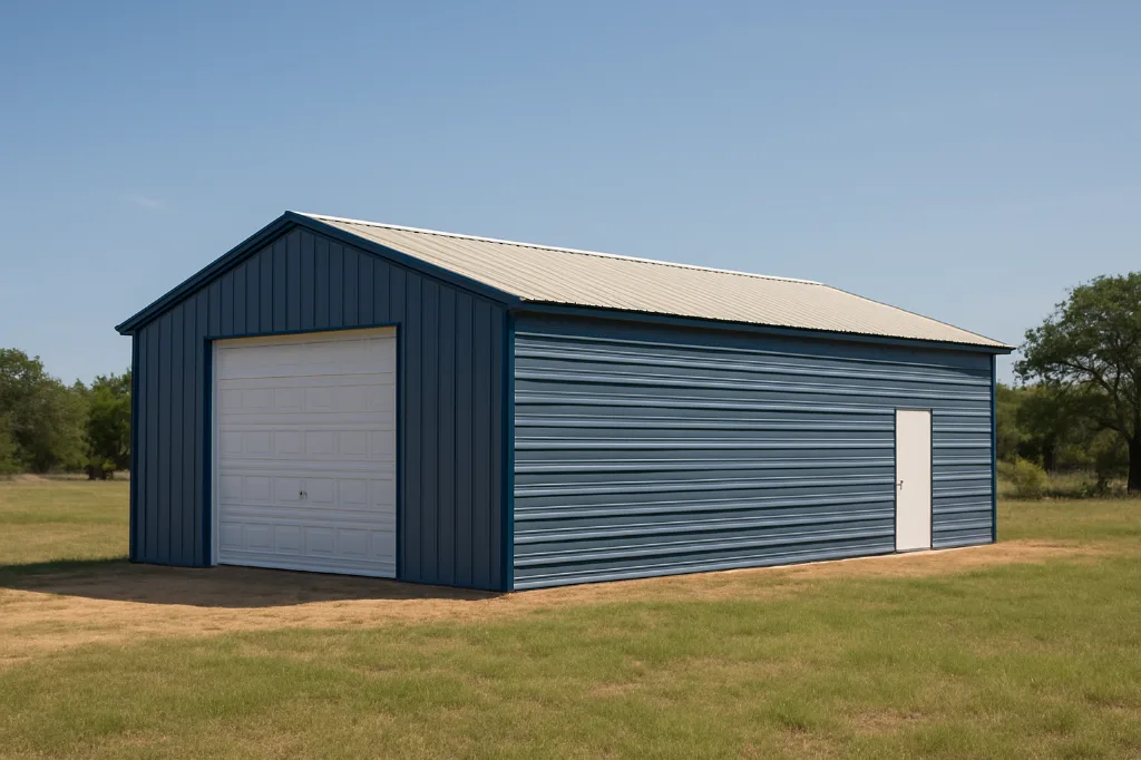 Vertical Roof Garage 24x40x10 exterior view