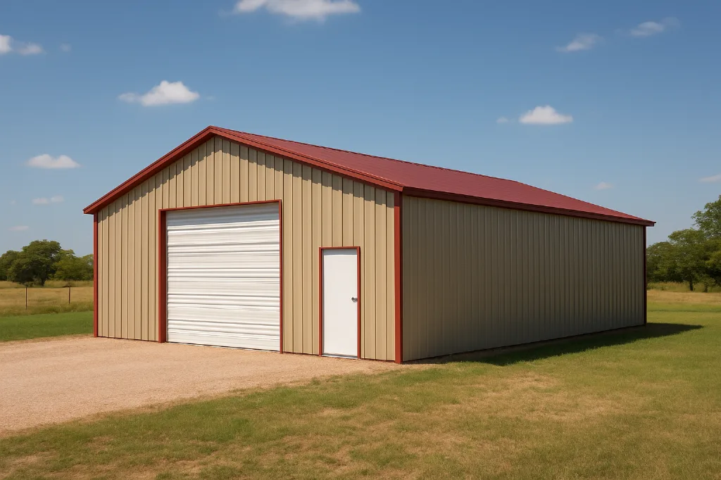 Vertical Roof Garage 30x50x14 exterior view