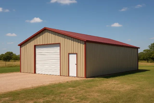 Vertical Roof Garage 30x50x14 for sale, outside view