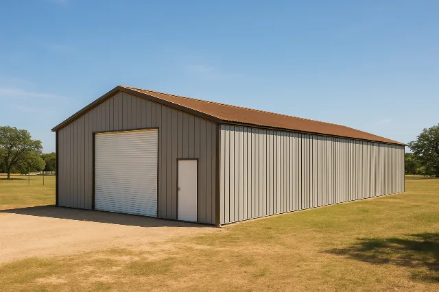 Vertical Roof Garage 30x70x12 for sale, outside view