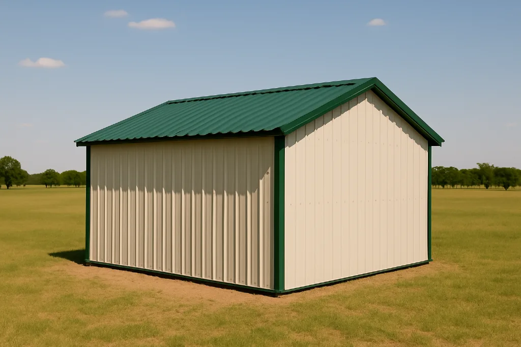 Vertical Roof Loafing Shed Barn 20x20x8 exterior view