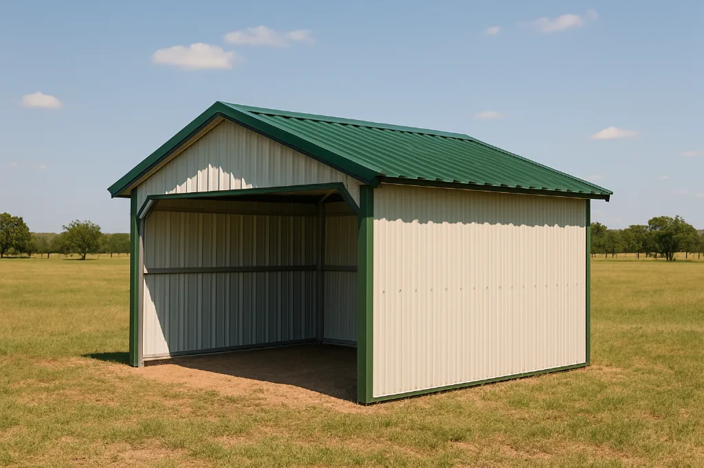Vertical Roof Loafing Shed Barn 20x20x8 exterior view