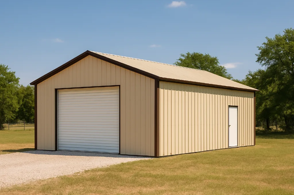 Vertical Roof Side Entry Garage 24x30x10 exterior view