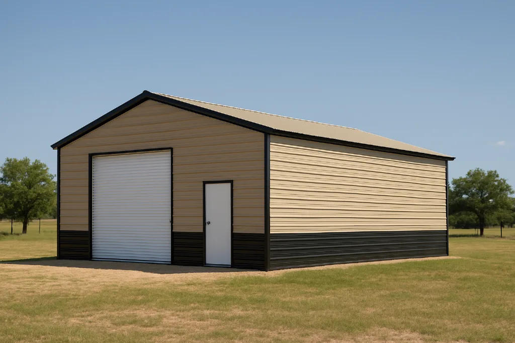 Vertical Roof Side Entry Garage 26x45x14 exterior view